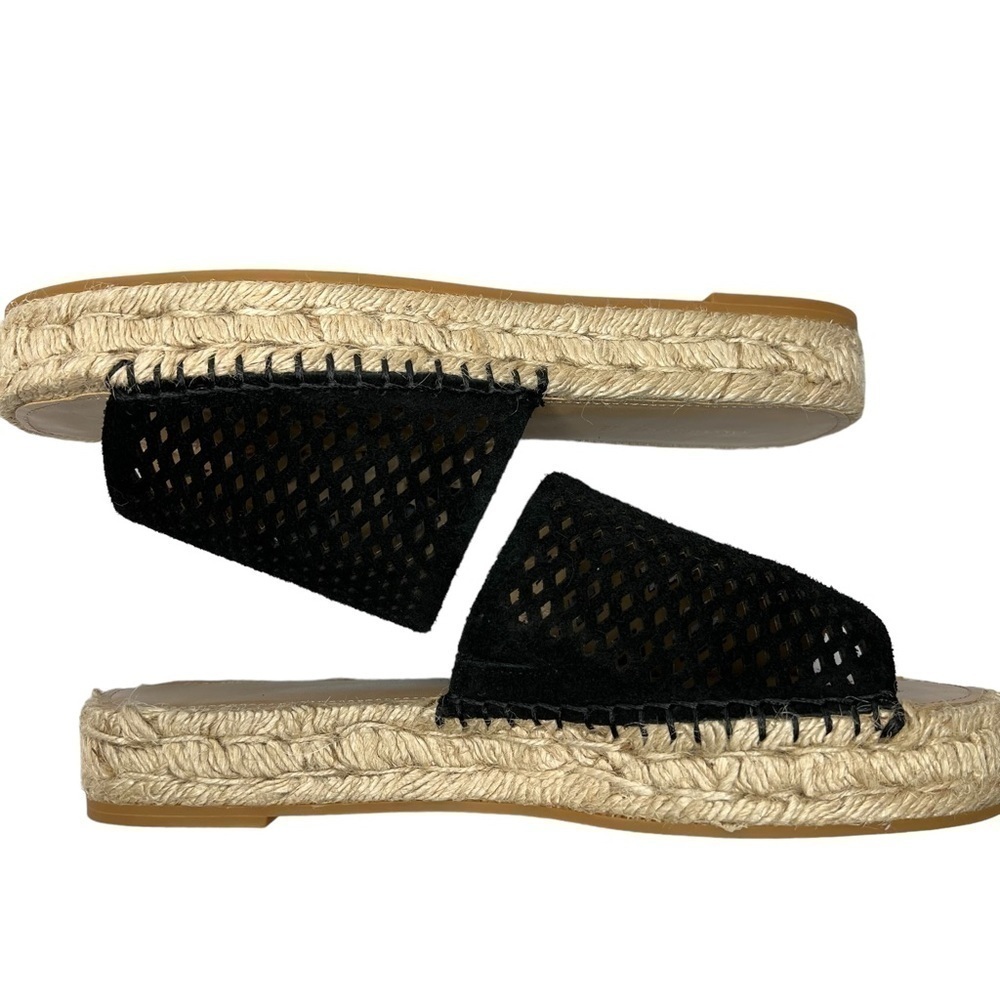 NWOT SAKS FIFTH AVENUE Lunetta Woven Platform Black Slides Sandals Women Size 8 - Picture 7 of 16